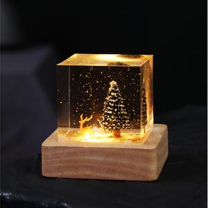 Christmas Tree Deer Epoxy Resin Night Light,Handmade Christmas Table Lamp, Christmas Night Lights, Christmas Home Decoration,Christmas Gifts