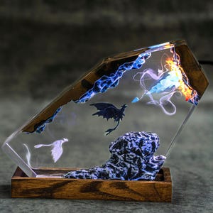 Christmas gift ideas for her: Toothless & Light Fury Resin Lamp