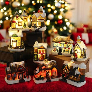 Lighted Christmas Village House Snowy LED Resin Ornament