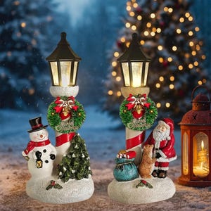 Perfk Santa Claus Statue Glowing Christmas Ornament with Light Collectible Christmas Decoration for Themed Party Birthday Gift Dorm