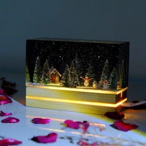 Christmas Resin Lamp Resin Lamp, Christmas Resin Lamp Handmade decor Epoxy Lamp, Unique Handmade Gift for Room Decor, Resin Night light gift